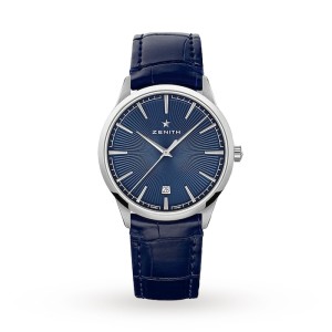 Zenith Elite Men Automatic Blue Leather Watch 03.3100.670/02.C922