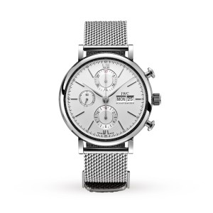 IWC Portofino Men Automatic White Milanaise Mesh Bracelet Watch IW391028