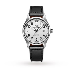 IWC Pilot Men Automatic White Leather Watch IW327012