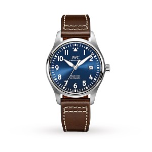 IWC Pilot Men Automatic Blue Leather Watch IW327010