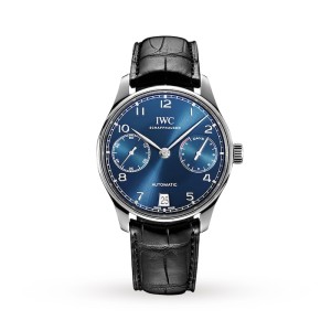 IWC Portugieser Men Automatic Blue Leather Watch IW500710