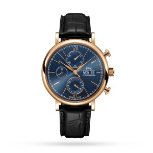 IWC Portofino Men Automatic Blue Leather Watch IW391035