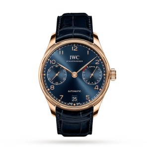 IWC Portugieser Men Automatic Blue Leather Watch IW500713