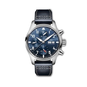 IWC Pilot Men Automatic Blue Leather Watch IW388101