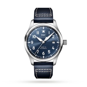 IWC Pilot Men Automatic Blue Leather Watch IW328203