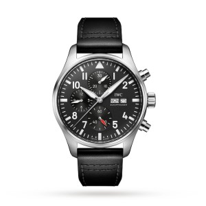 IWC Pilot Men Automatic Black Leather Watch IW378001